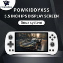 Powkiddy x55 retro portátil consoles de jogos de vídeo sistema linux tv hdmi r