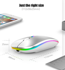 Mouse sem fio recarregável bluetooth e 2.4Ghz 1600 dpi