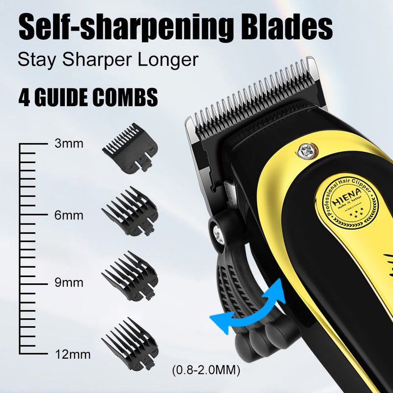 Máquina de cortar cabelo dourada sem fio, conjunto de duas peças, corte de cab