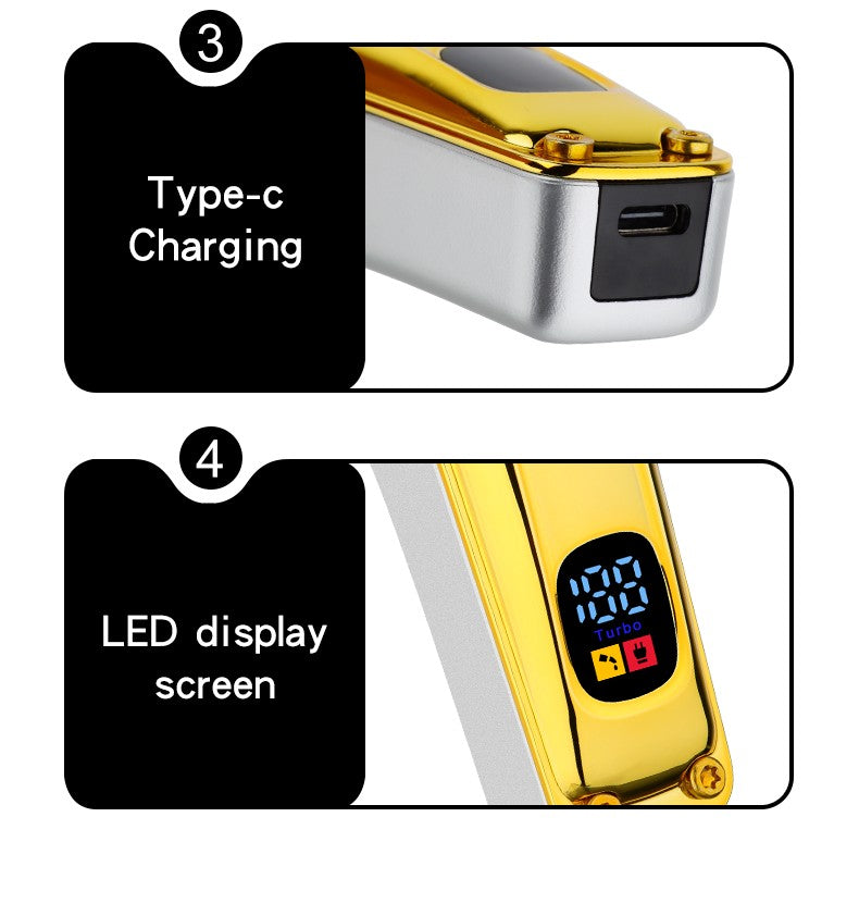 Máquina de cortar cabelo dourada sem fio, conjunto de duas peças, corte de cab