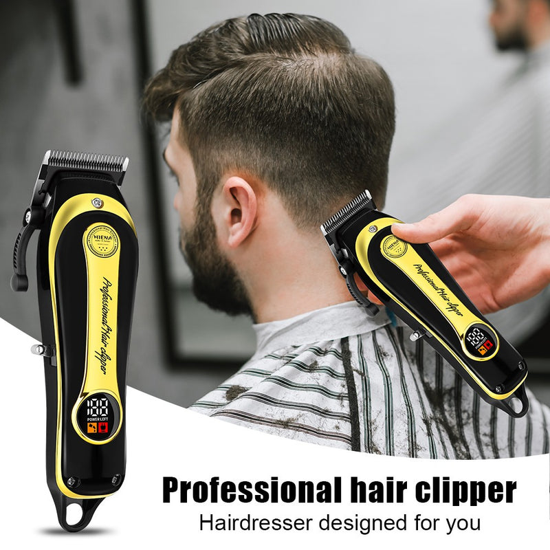 Máquina de cortar cabelo dourada sem fio, conjunto de duas peças, corte de cab