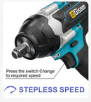 Chave de impacto elétrica sem escova, torque 1800n.m, bateria de íon de lítio