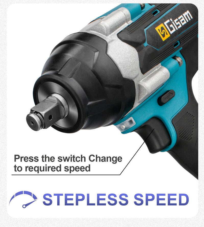 Chave de impacto elétrica sem escova, torque 1800n.m, bateria de íon de lítio