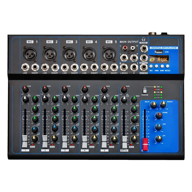 Mixer de som Depusheng de 4/7 canais, console digital portátil profissional de