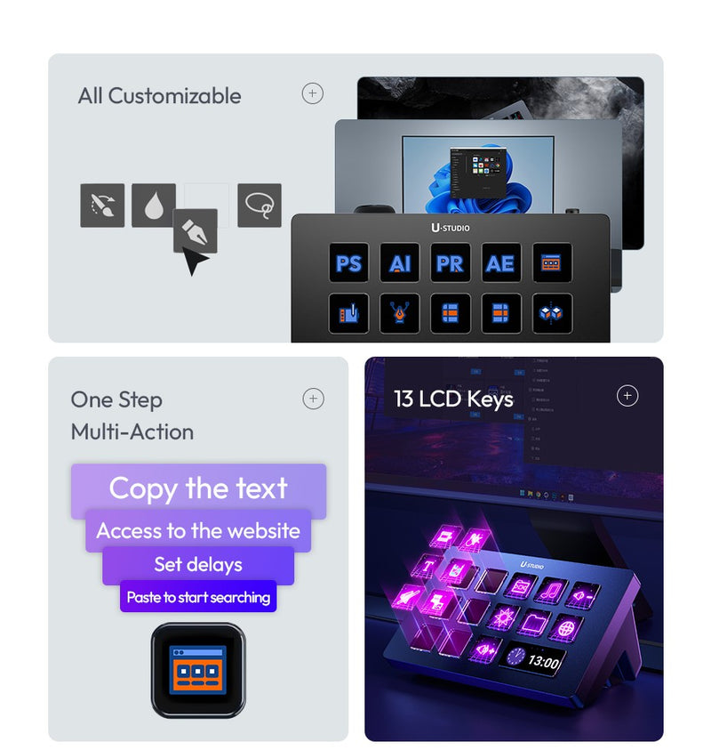 Console de produção Ulanzi D200 e controlador de estúdio para jogos/escritór