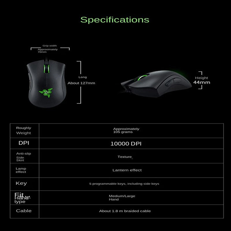 Razer DeathAdder Essential Wired Gaming Mouse / Mouse Com Fio 6400DPI 5 Botões