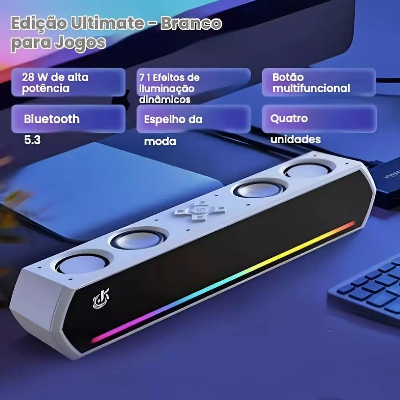 Caixa de Som Bluetooth Potente Com 4 Alto Falantes 30W Soundbar PC Notebook TV