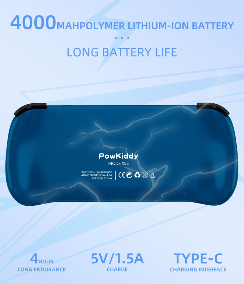 Powkiddy x55 retro portátil consoles de jogos de vídeo sistema linux tv hdmi r