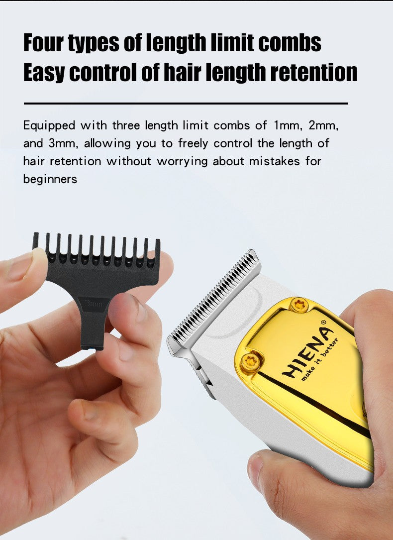 Máquina de cortar cabelo dourada sem fio, conjunto de duas peças, corte de cab