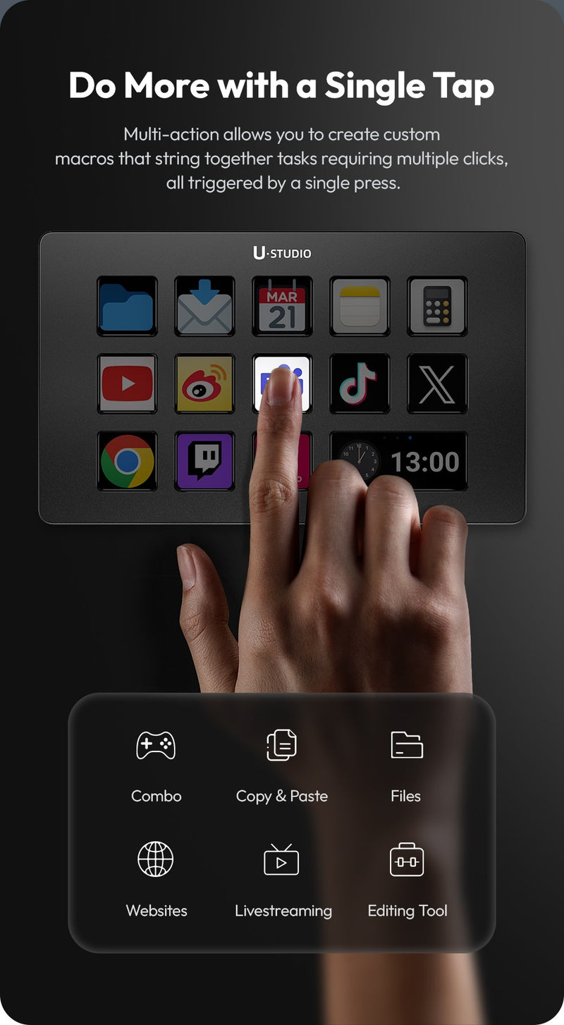 Console de produção Ulanzi D200 e controlador de estúdio para jogos/escritór