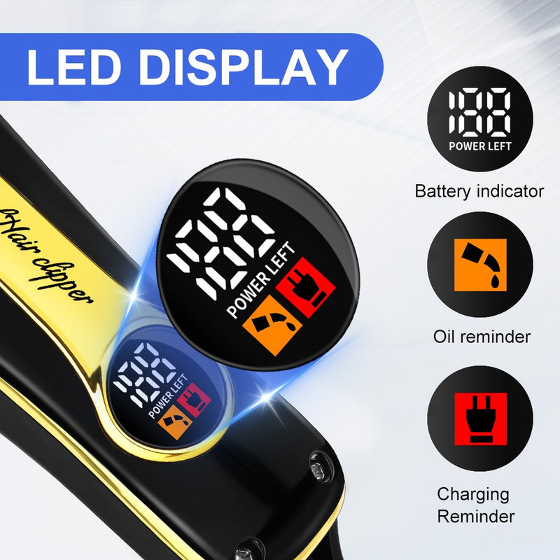 Máquina de cortar cabelo dourada sem fio, conjunto de duas peças, corte de cab