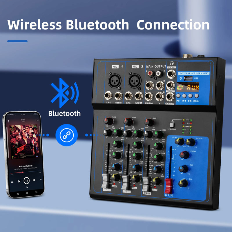 Mixer de som Depusheng de 4/7 canais, console digital portátil profissional de