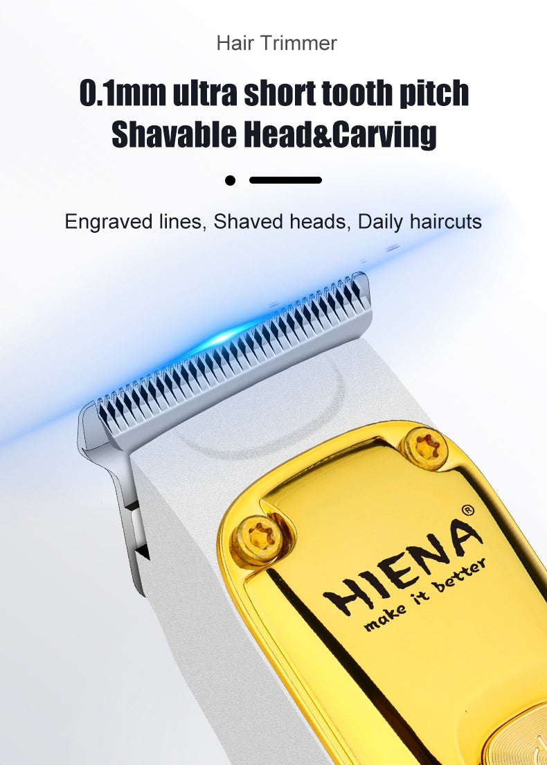 Máquina de cortar cabelo dourada sem fio, conjunto de duas peças, corte de cab