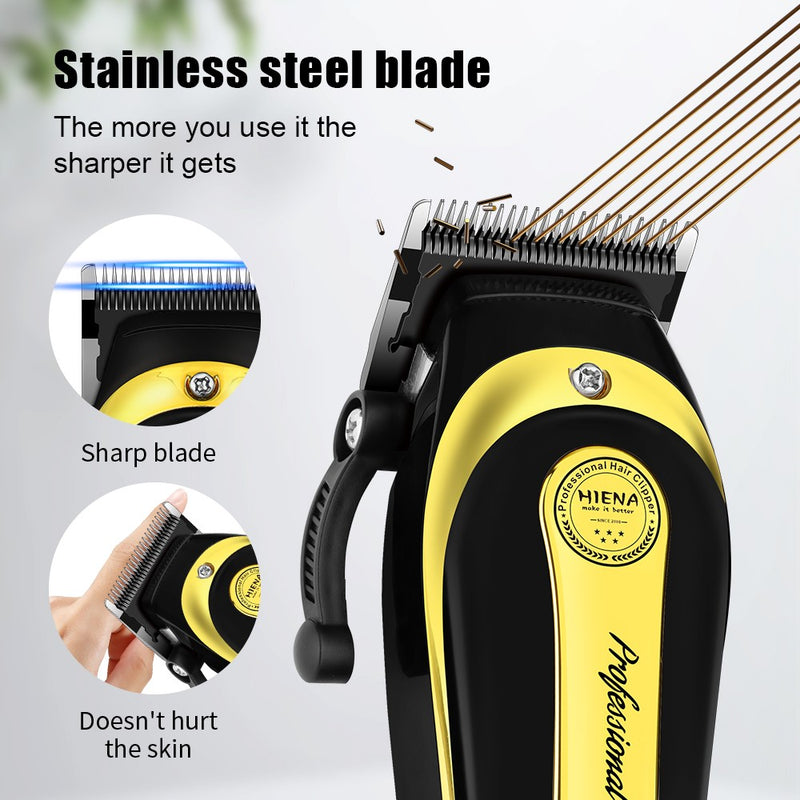 Máquina de cortar cabelo dourada sem fio, conjunto de duas peças, corte de cab