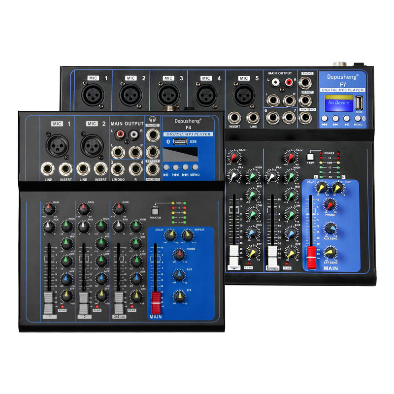 Mixer de som Depusheng de 4/7 canais, console digital portátil profissional de
