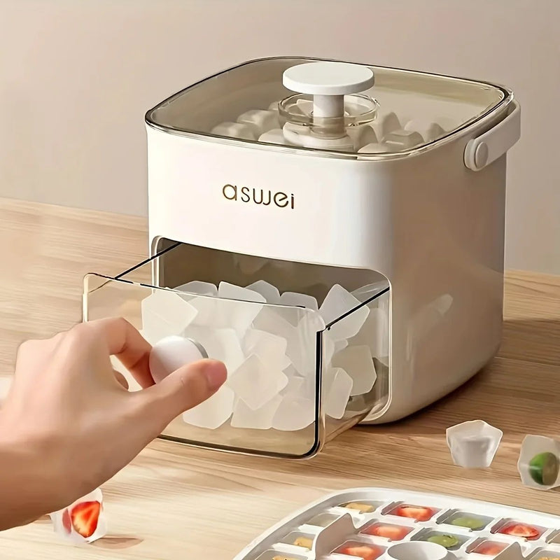 Máquina de fazer gelo de 48 cubos com tampa de fácil imprensa - camada dupla,