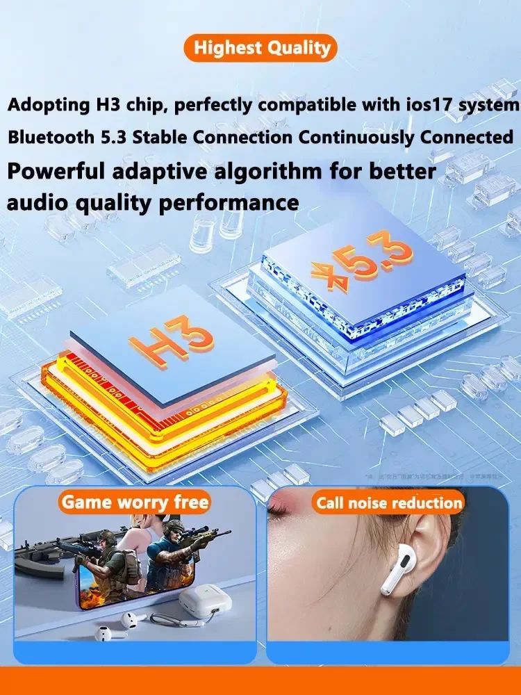 Para airpods originais pro4 pro 4c-tipo sem fio fone de ouvido bluetooth e no ou