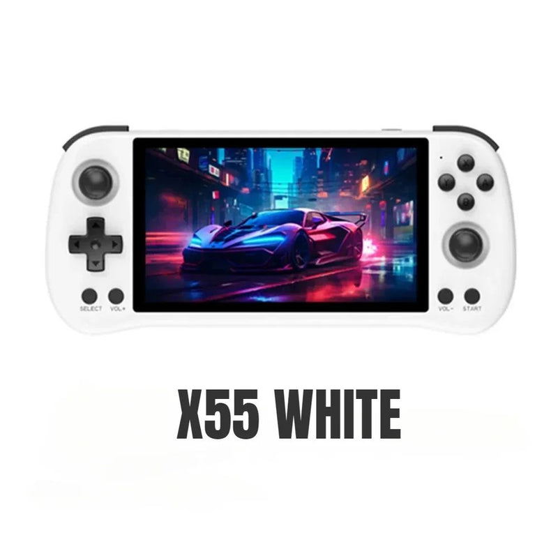 Powkiddy x55 retro portátil consoles de jogos de vídeo sistema linux tv hdmi r