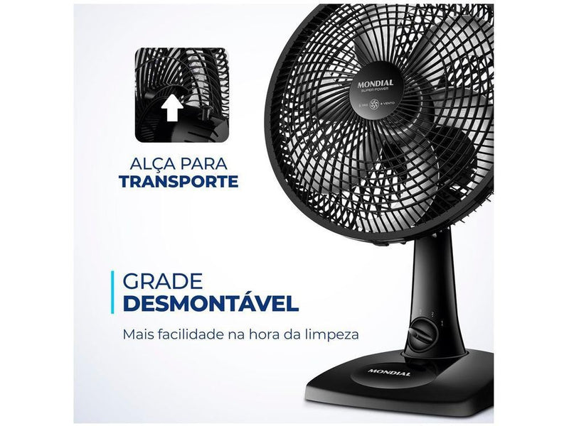 Ventilador Mondial Super Power 30cm 6 Pas 3 Velocidades 60W - 220V