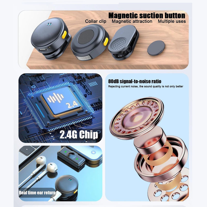 WIFIT Plug and Play 2.4G Chip Microfone de colar com botão de sucção magnéti