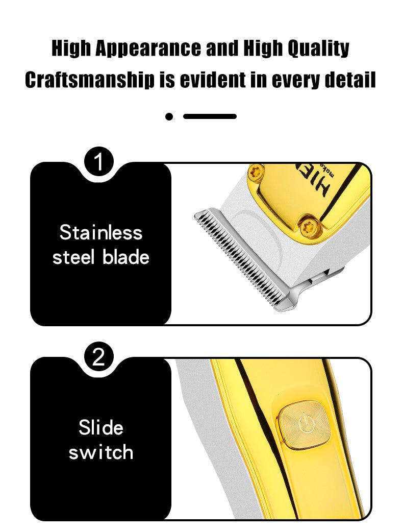 Máquina de cortar cabelo dourada sem fio, conjunto de duas peças, corte de cab