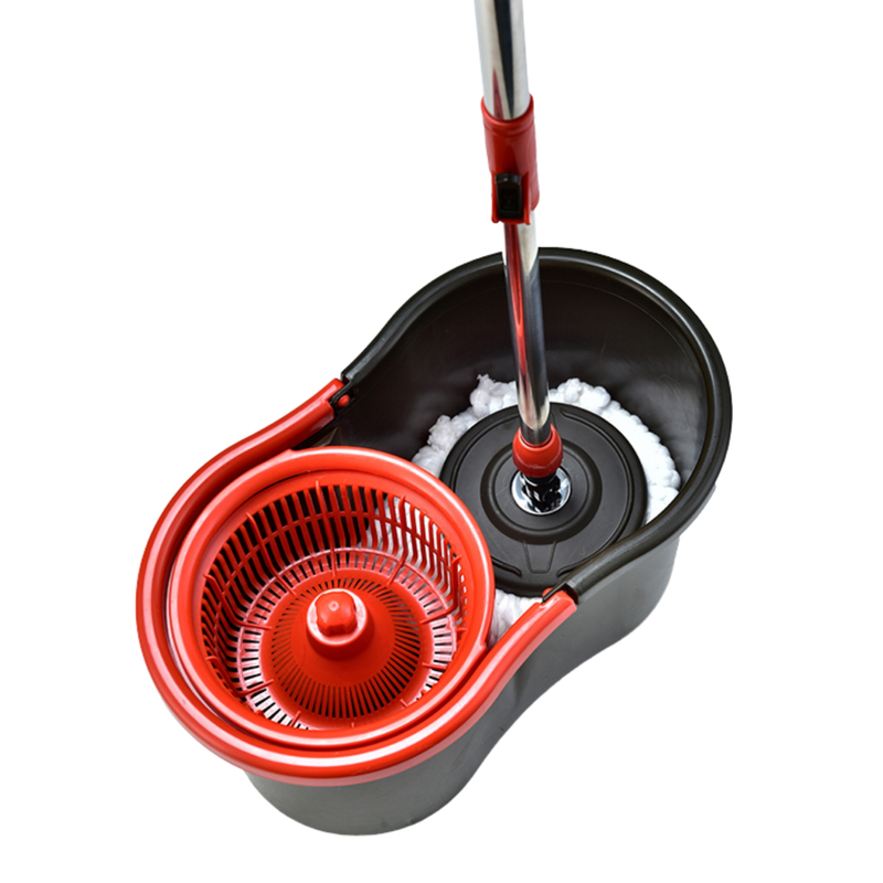 Mop desaguador automático giratório 360° Cabo aço Inox Cesto aço Inox com balde