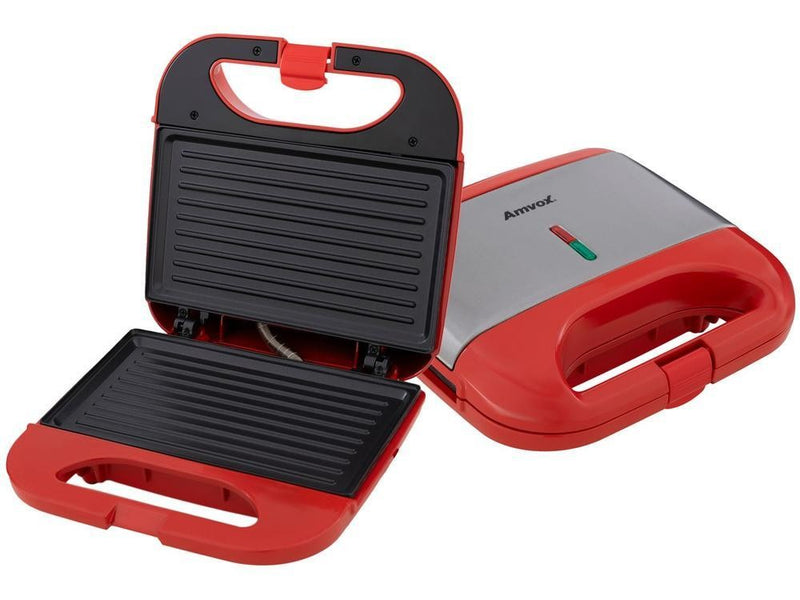 Sanduicheira Grill Amvox Vermelho 750W Lar - 220V