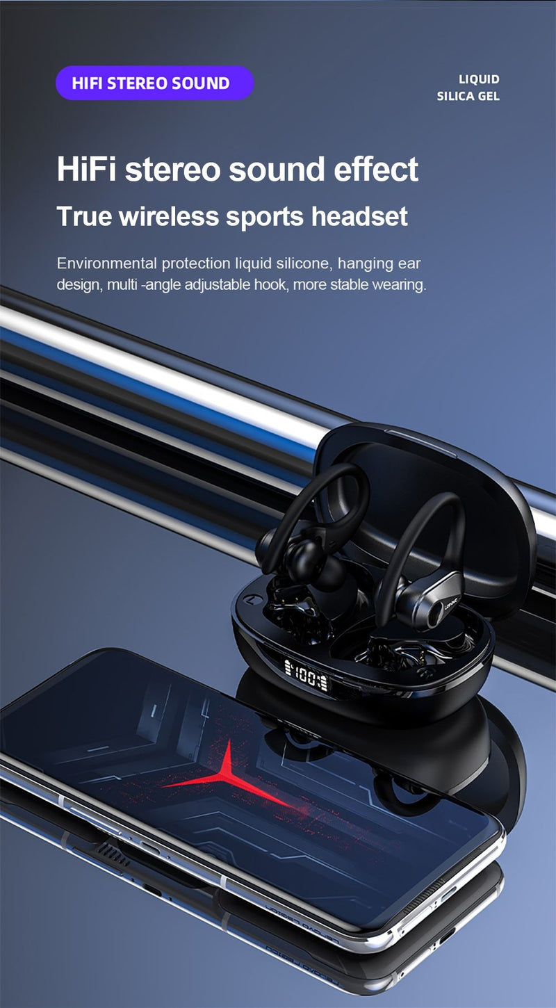 Lenovo-Fones de Ouvido Esportivos Sem Fio com Microfone, Controle de Botão, Dis