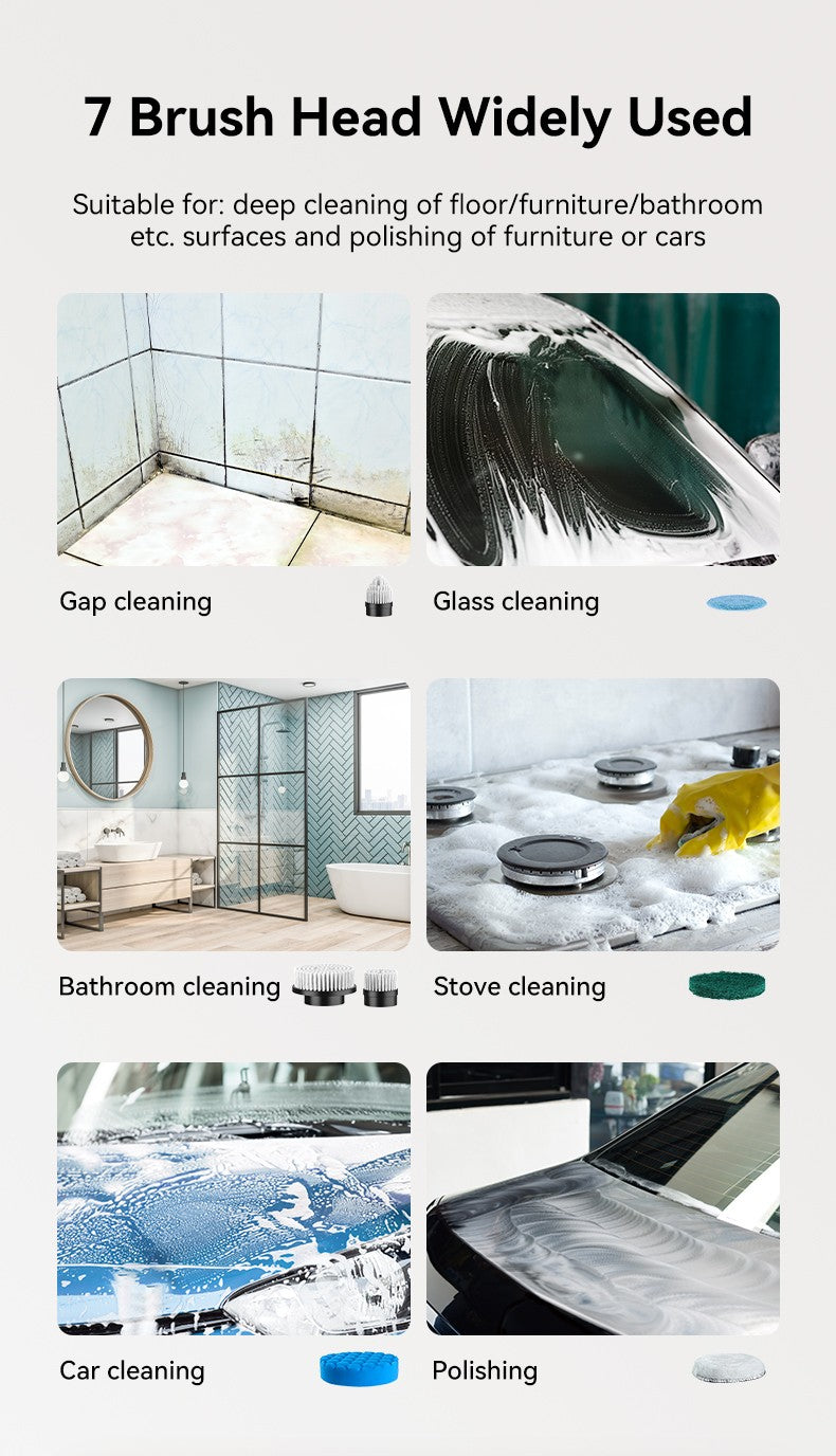 Escova de limpeza elétrica sem fio, portátil, chuveiro, limpador giratório, m