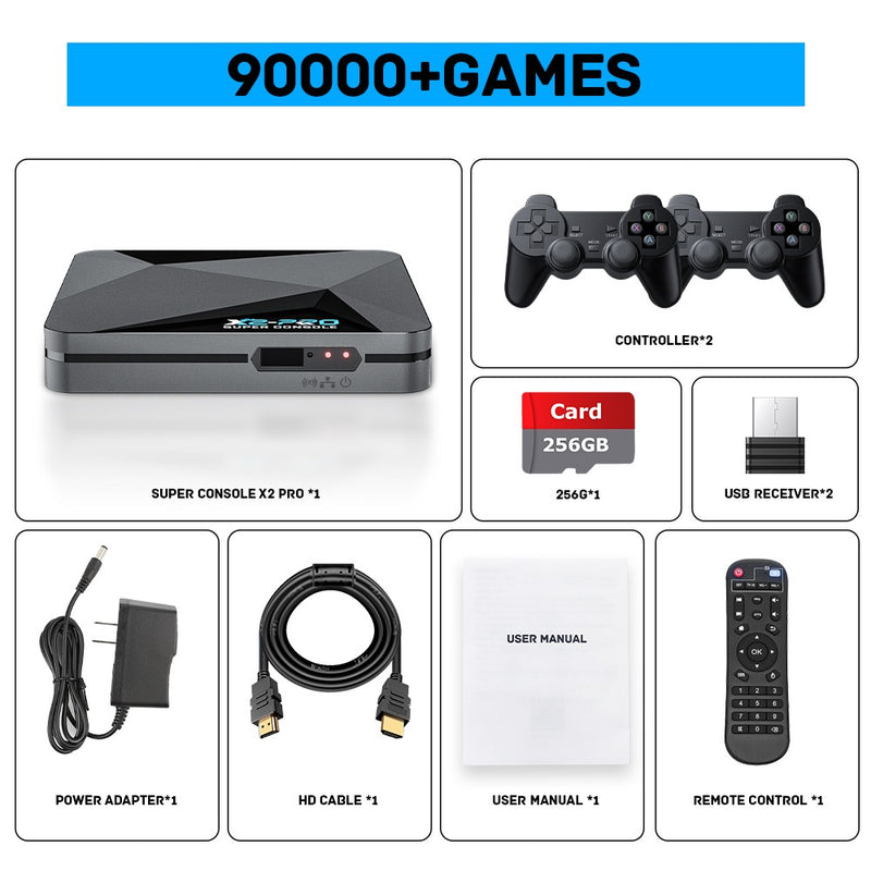 KINHANK Console Retro de Jogos Super Console X2 Pro com 90000 Videogames para PS