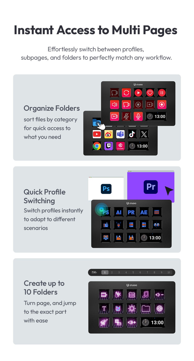 Console de produção Ulanzi D200 e controlador de estúdio para jogos/escritór