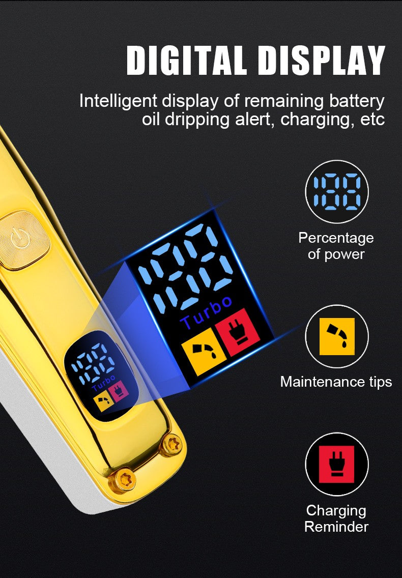 Máquina de cortar cabelo dourada sem fio, conjunto de duas peças, corte de cab