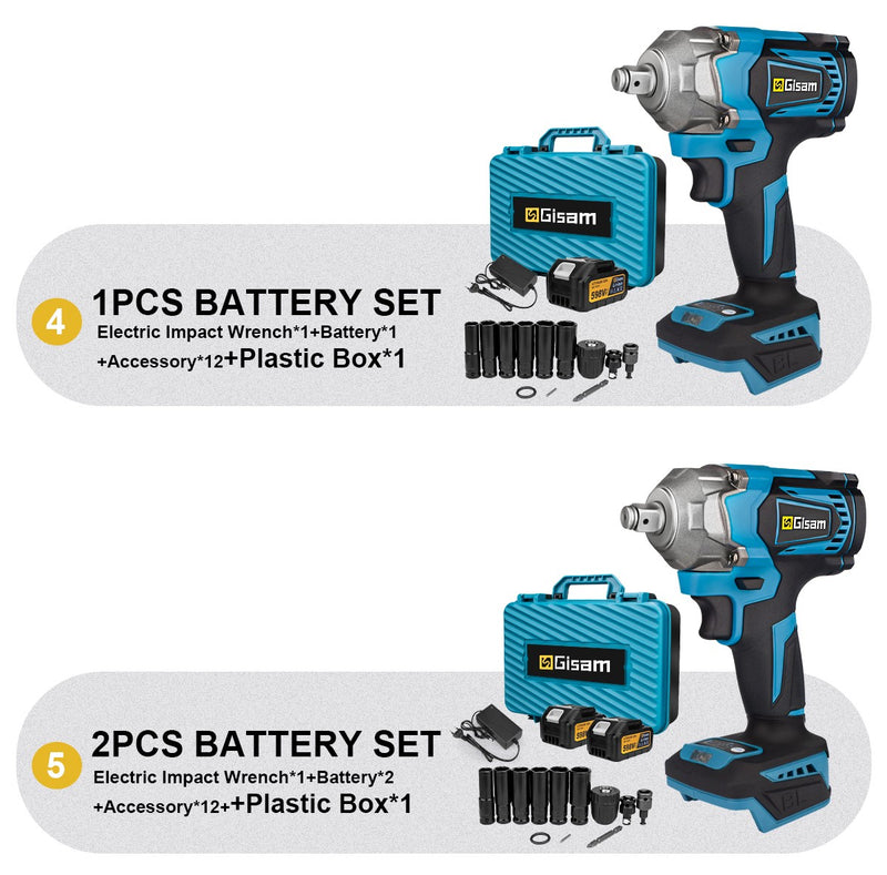 Gismo 1200N.M Torque Brushless Chave de impacto elétrica 1/2 polegada Chave de