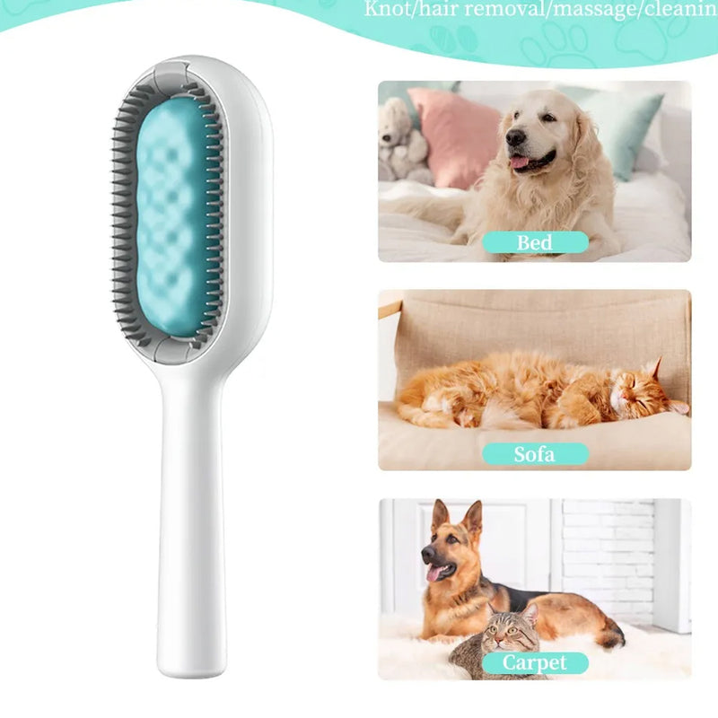 Escova de Limpeza 2 em 1 para Animais de Estimação Depilador Massageador Remov