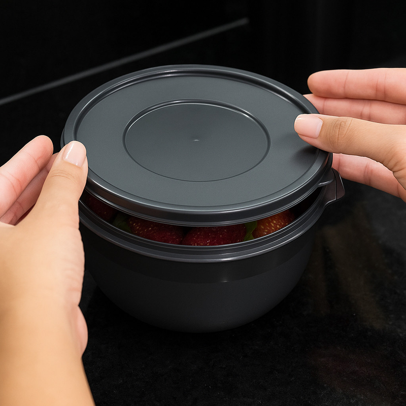 Kit 10 Potes Bowl 1300ml Plástico com Tampa reforçado Cozinha Marmita Micro-ondas, freezer