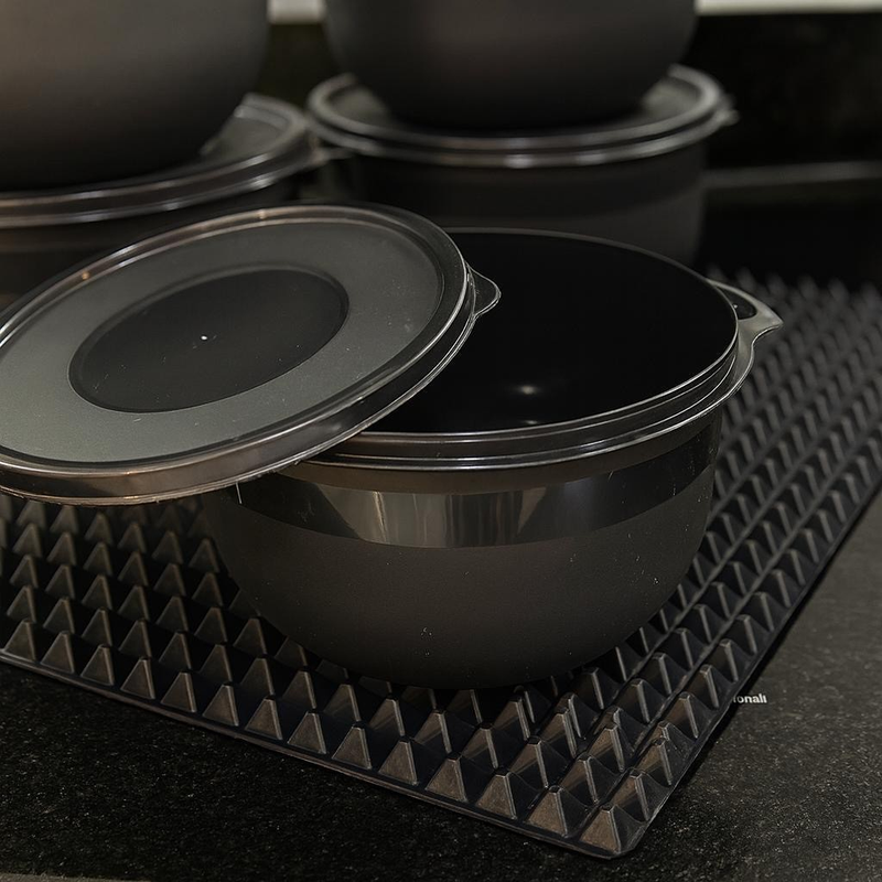 Kit 10 Potes Bowl 1300ml Plástico com Tampa reforçado Cozinha Marmita Micro-ondas, freezer