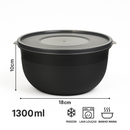 Kit 10 Potes Bowl 1300ml Plástico com Tampa reforçado Cozinha Marmita Micro-ondas, freezer