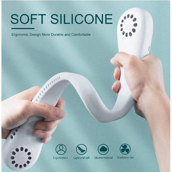 Ventilador Flexível De Pescoço Portátil Usb Recarregável Ideal Para Acampar Viajar Treinar Refrigeração Rápida