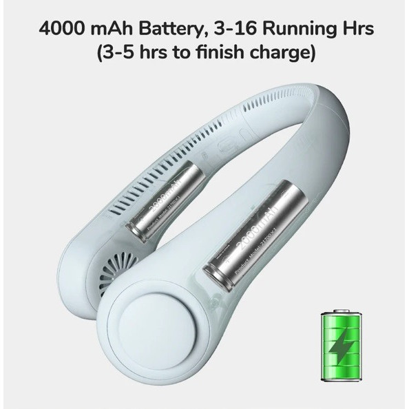 Ventilador Flexível De Pescoço Portátil Usb Recarregável Ideal Para Acampar Viajar Treinar Refrigeração Rápida