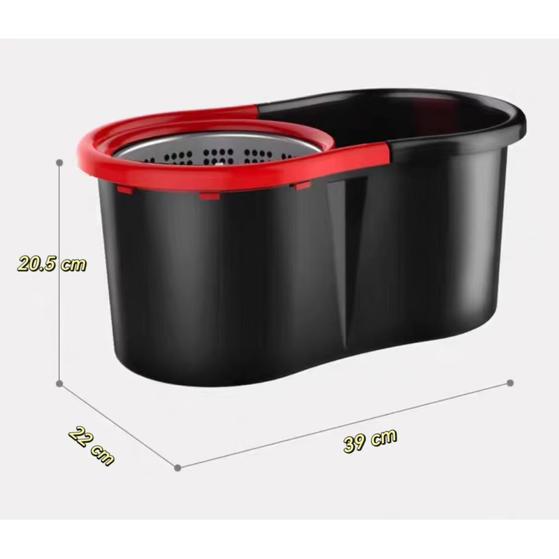 Mop desaguador automático giratório 360° Cabo aço Inox Cesto aço Inox com balde