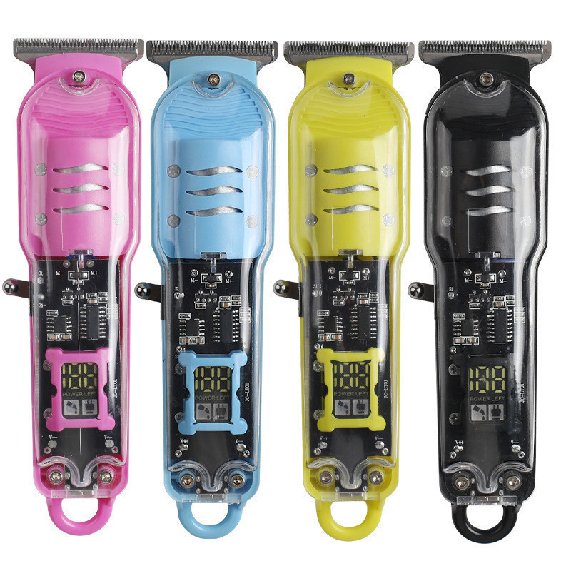 Máquina De Cortar Cabelo Profissional Smart Lcd Barbeador Elétrico Transparente Sem Fio Para Homens